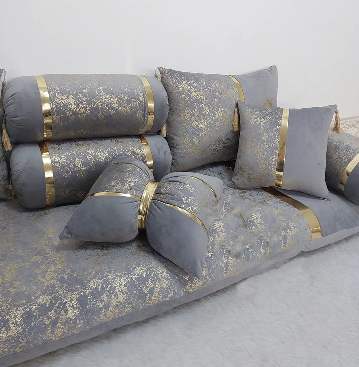 ست مخمل طوسی طلاکوب