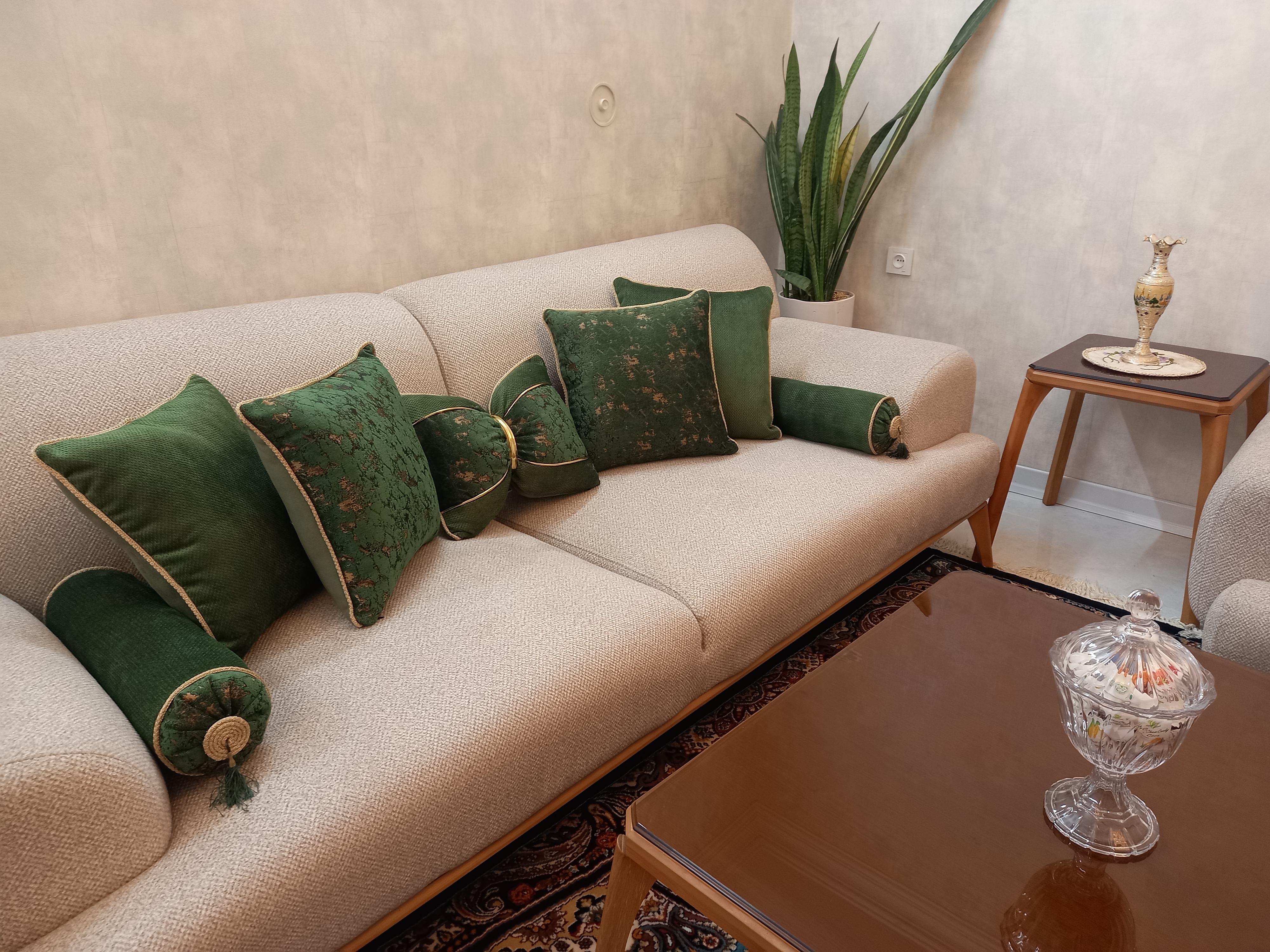 ست کوسن مبل پتینه مدل برگ